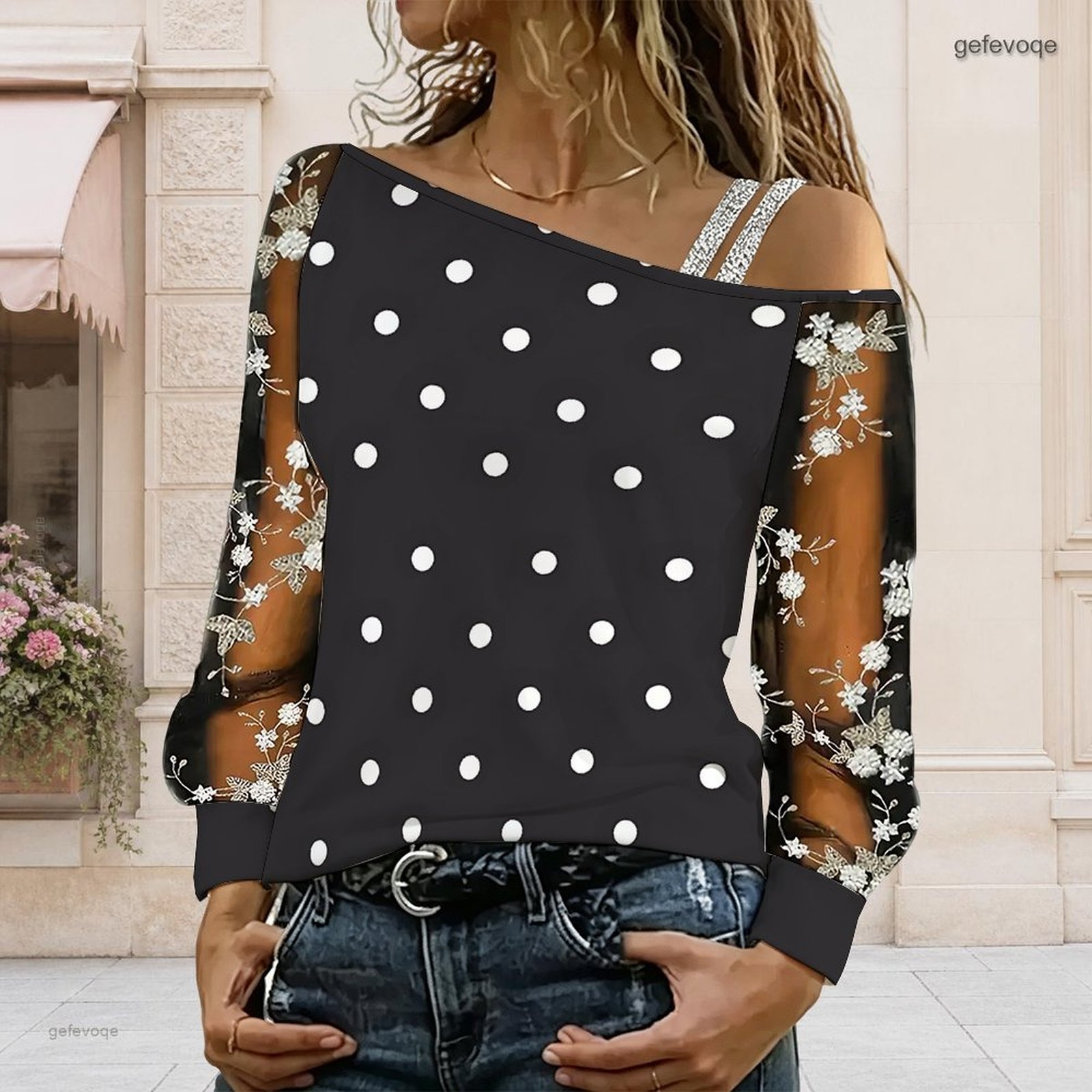 Blouse Off Shoulder - Blusa de Mujer con Hombros Descubiertos,