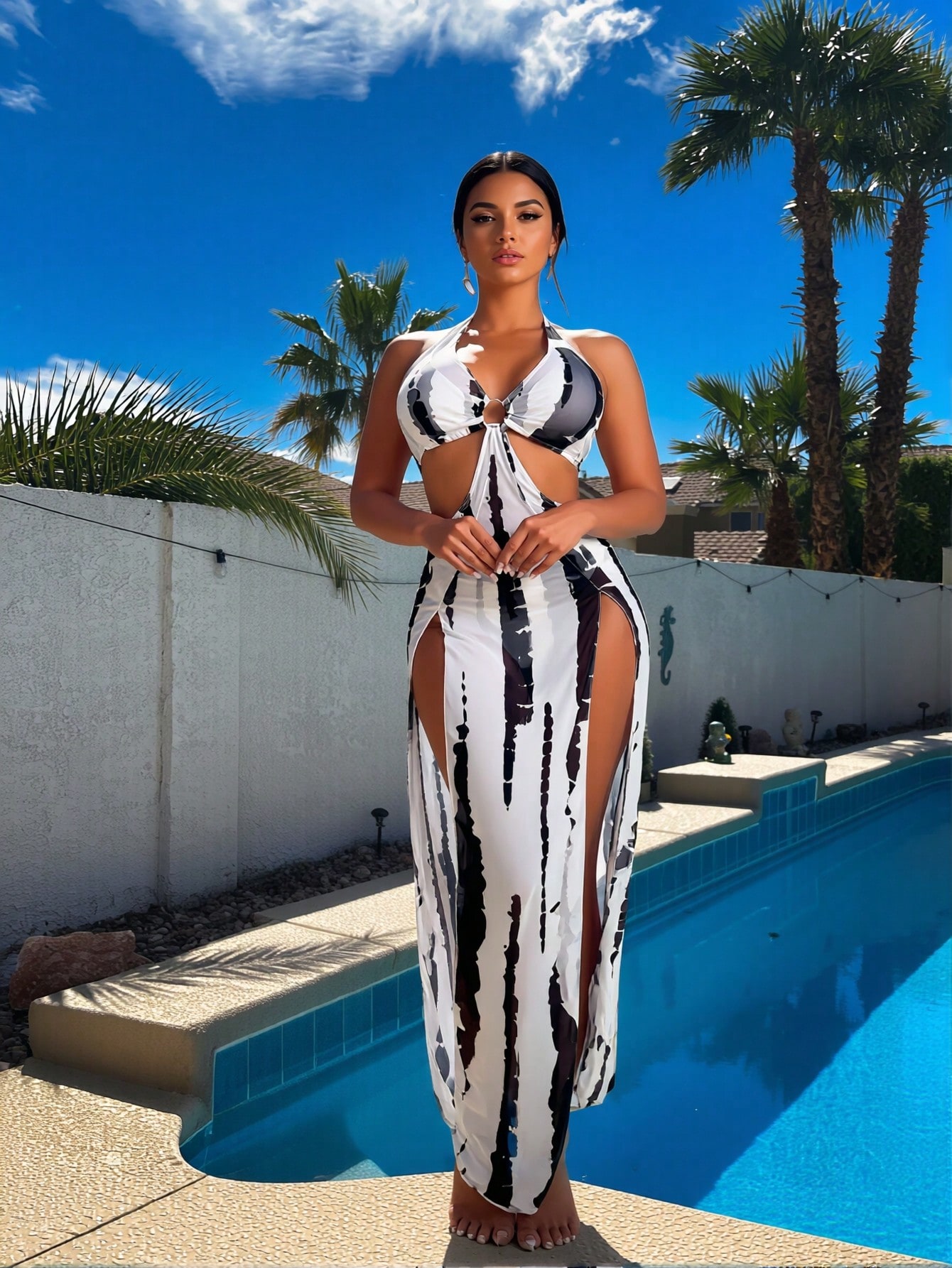 Maxi Dress Halter - Nuevo conjunto de bikini de 3